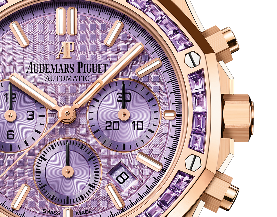 Audemars Piguet Royal Oak Pink Gold Selfwinding Chronograph 38 MM - Pink Gold Bracelet - Purple Dial - Purple Diamond Bezel - 26319OR.AY.1256OR.01