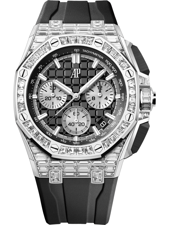 Audemars Piguet Royal Oak Offshore White Gold Diamond Selfwinding Chronograph 43 MM - Black Rubber Strap - Black Dial - 26425BC.ZZ.D002CA.01