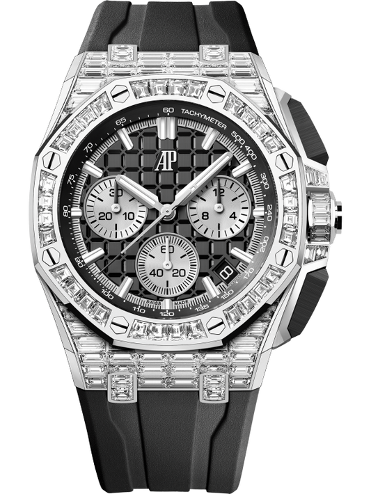 Audemars Piguet Royal Oak Offshore White Gold Diamond Selfwinding Chronograph 43 MM - Black Rubber Strap - Black Dial - 26425BC.ZZ.D002CA.01
