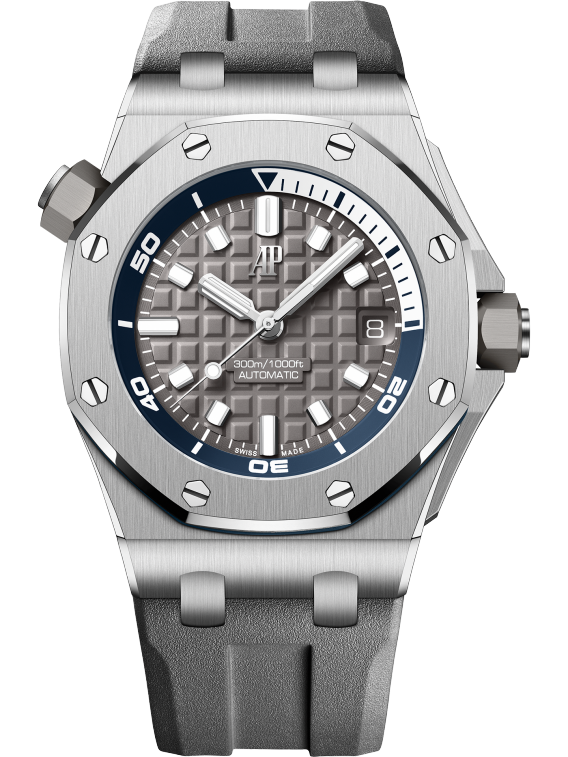 Audemars Piguet Royal Oak Offshore Stainless Steel Diver 42 MM - Grey Rubber Strap - Grey Dial - 15720ST.OO.A009CA.01