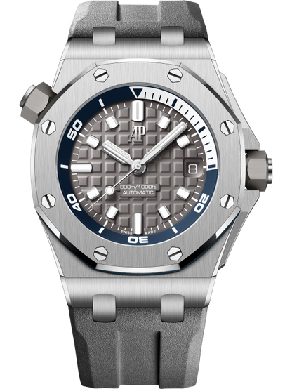 Audemars Piguet Royal Oak Offshore Stainless Steel Diver 42 MM - Grey Rubber Strap - Grey Dial - 15720ST.OO.A009CA.01