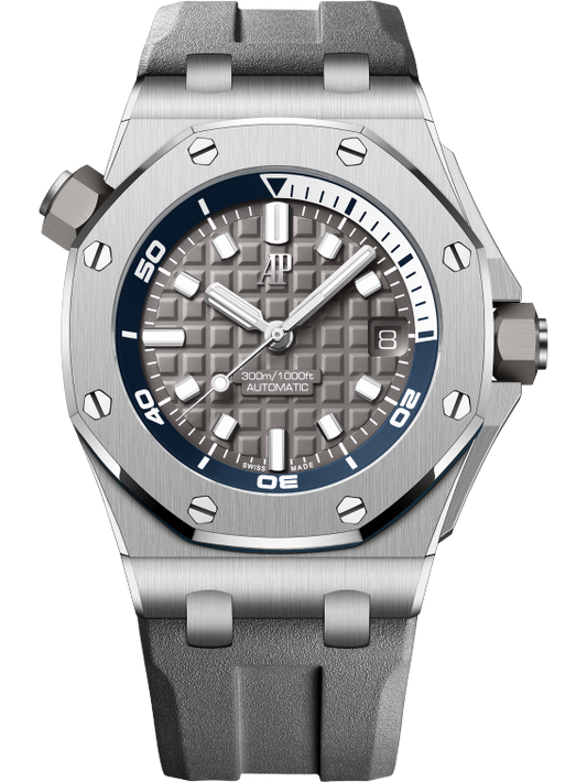 Audemars Piguet Royal Oak Offshore Stainless Steel Diver 42 MM - Grey Rubber Strap - Grey Dial - 15720ST.OO.A009CA.01