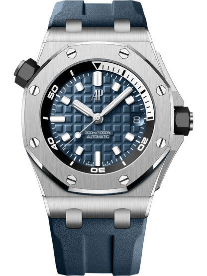 Audemars Piguet Royal Oak Offshore Stainless Steel Diver 42 MM - Blue Rubber Strap - Blue Dial - 15720ST.OO.A027CA.01