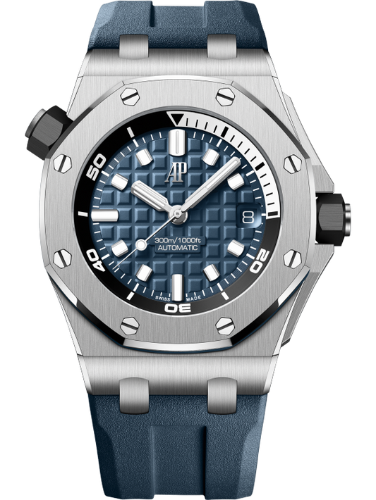 Audemars Piguet Royal Oak Offshore Stainless Steel Diver 42 MM - Blue Rubber Strap - Blue Dial - 15720ST.OO.A027CA.01