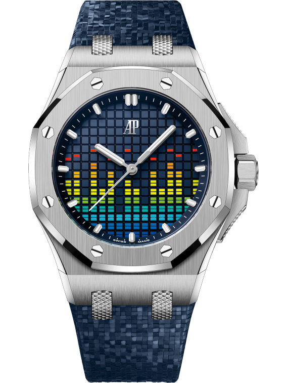Audemars Piguet Royal Oak Offshore Titanium Selfwinding Music Edition 37 MM - Blue Rubber Strap - Blue Rainbow Dial - 77600TI.OO.A343CA.01