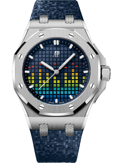 Audemars Piguet Royal Oak Offshore Titanium Selfwinding Music Edition 37 MM - Blue Rubber Strap - Blue Rainbow Dial - 77600TI.OO.A343CA.01