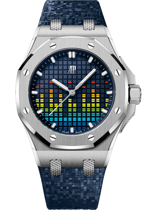 Audemars Piguet Royal Oak Offshore Titanium Selfwinding Music Edition 37 MM - Blue Rubber Strap - Blue Rainbow Dial - 77600TI.OO.A343CA.01