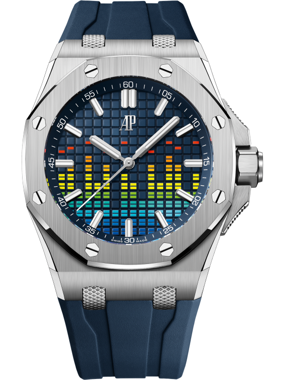 Audemars Piguet Royal Oak Offshore Titanium Selfwinding Music Edition 43 MM - Blue Rubber Strap - Blue Dial - 15600TI.OO.A343CA.01