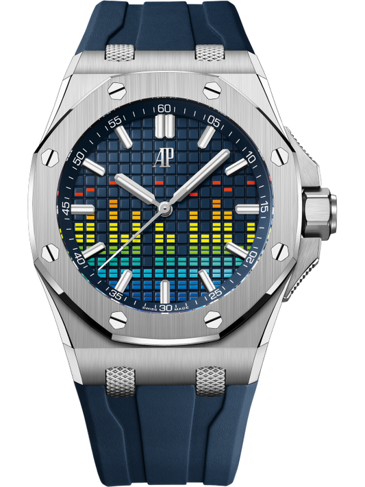 Audemars Piguet Royal Oak Offshore Titanium Selfwinding Music Edition 43 MM - Blue Rubber Strap - Blue Dial - 15600TI.OO.A343CA.01