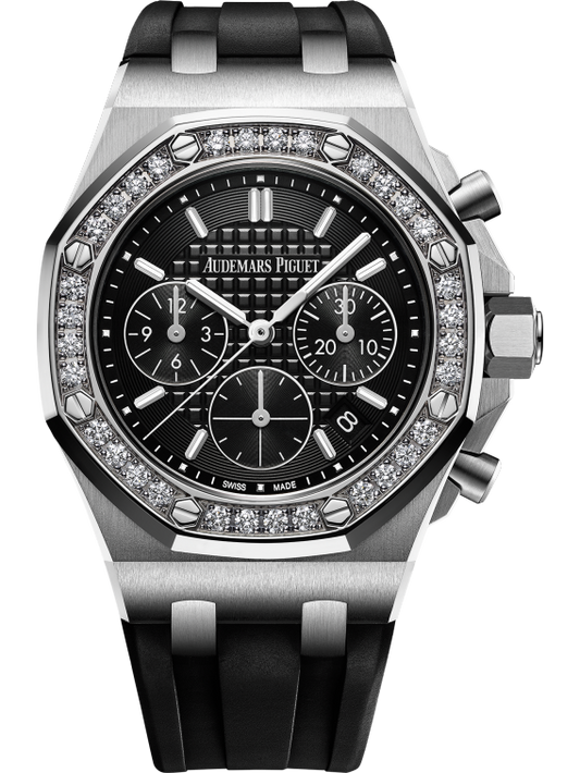 Audemars Piguet Royal Oak Offshore Stainless Steel Selfwinding Chronograph 37 MM - Black Rubber Strap - Black Dial - 26231ST.ZZ.D002CA.01