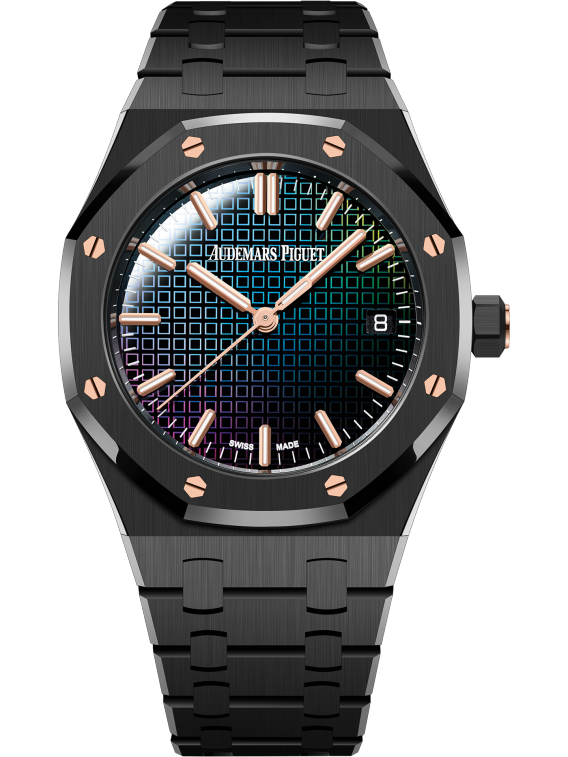 Audemars Piguet Royal Oak Black Ceramic Selfwinding 34 MM - Black Ceramic Bracelet - Rainbow Dial - 77350CE.OO.1266CE.02.A