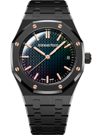 Audemars Piguet Royal Oak Black Ceramic Selfwinding 34 MM - Black Ceramic Bracelet - Rainbow Dial - 77350CE.OO.1266CE.02.A