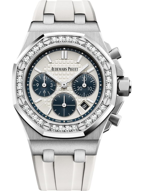 Audemars Piguet Royal Oak Offshore Stainless Steel Selfwinding Chronograph 37 MM - White Rubber Strap - Silver Dial - 26231ST.ZZ.D010CA.01