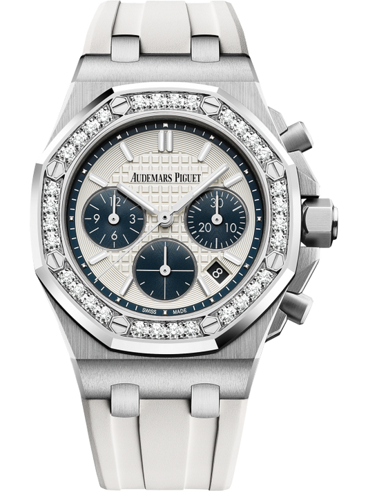 Audemars Piguet Royal Oak Offshore Stainless Steel Selfwinding Chronograph 37 MM - White Rubber Strap - Silver Dial - 26231ST.ZZ.D010CA.01
