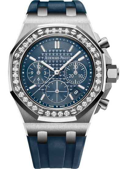 Audemars Piguet Royal Oak Offshore Stainless Steel Selfwinding Chronograph 37 MM - Blue Rubber Strap - Blue Dial - 26231ST.ZZ.D027CA.01