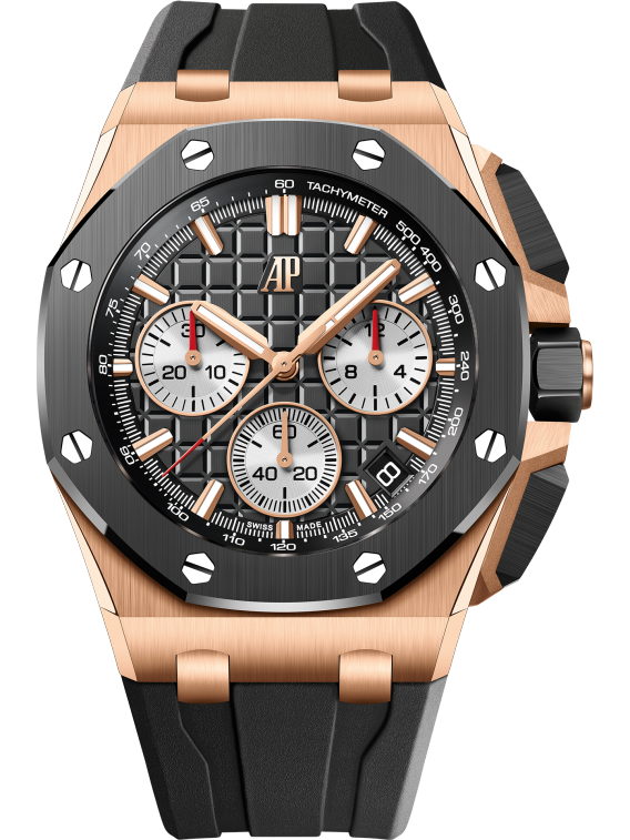 Audemars Piguet Royal Oak Offshore Pink Gold Selfwinding Chronograph 43 MM - Black Rubber Strap - Black Dial - 26420RO.OO.A002CA.01