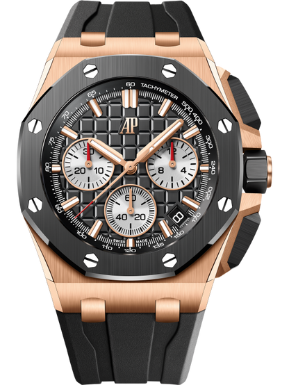 Audemars Piguet Royal Oak Offshore Pink Gold Selfwinding Chronograph 43 MM - Black Rubber Strap - Black Dial - 26420RO.OO.A002CA.01