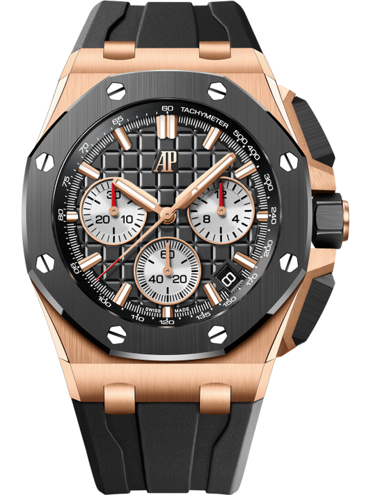 Audemars Piguet Royal Oak Offshore Pink Gold Selfwinding Chronograph 43 MM - Black Rubber Strap - Black Dial - 26420RO.OO.A002CA.01