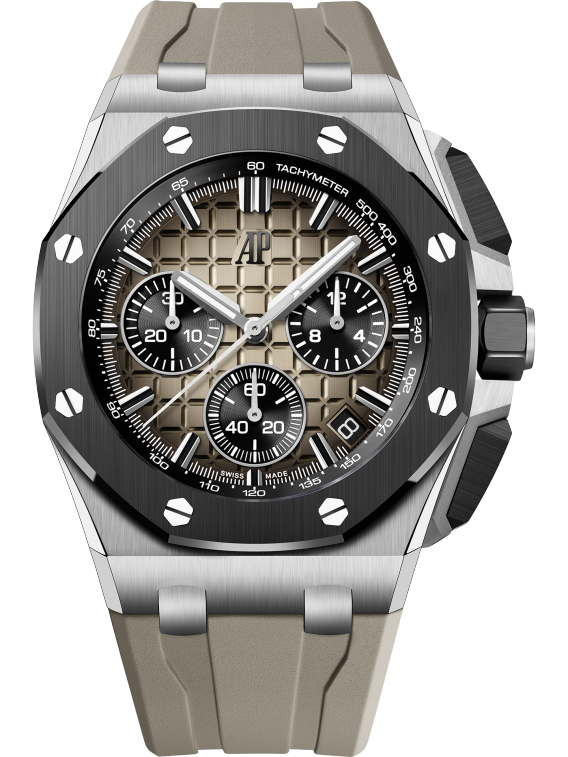 Audemars Piguet Royal Oak Offshore Stainless Steel Selfwinding Chronograph 43 MM - Light Brown Rubber Strap - Light Brown Dial - 26420SO.OO.A600CA.01