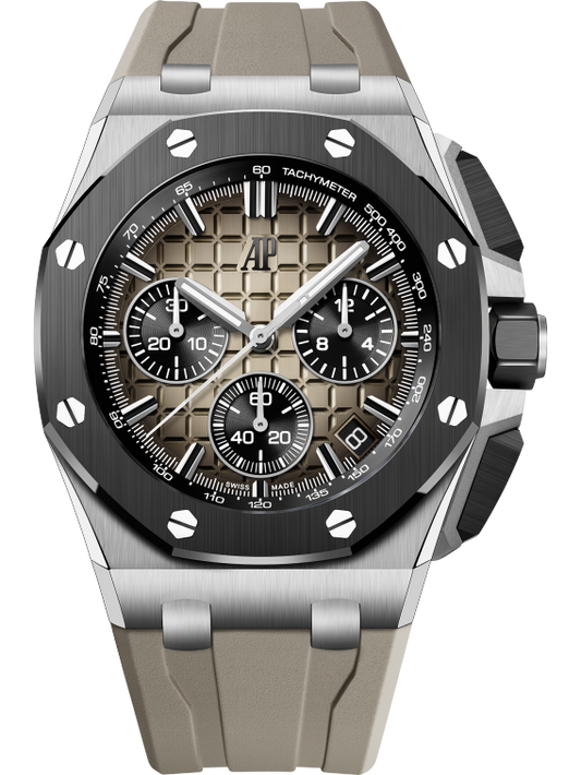 Audemars Piguet Royal Oak Offshore Stainless Steel Selfwinding Chronograph 43 MM - Light Brown Rubber Strap - Light Brown Dial - 26420SO.OO.A600CA.01
