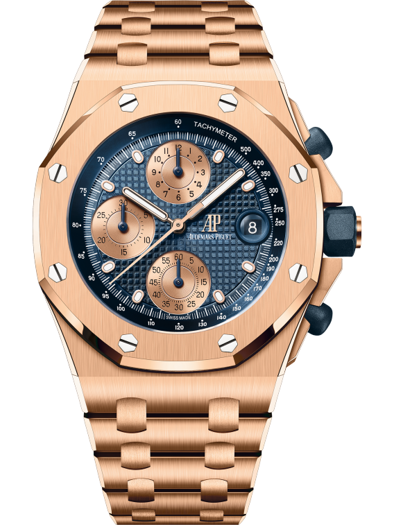 Audemars Piguet Royal Oak Offshore Pink Gold Selfwinding Chronograph 42 MM - Pink Gold Bracelet - Blue Dial - 26238OR.OO.2000OR.01