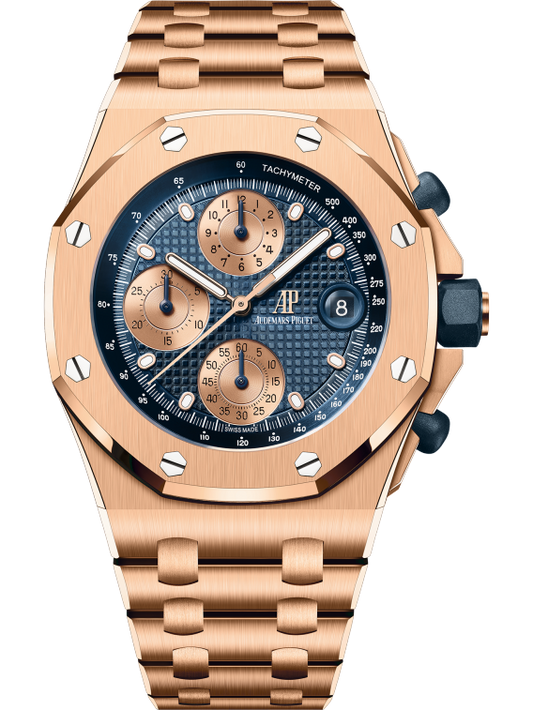 Audemars Piguet Royal Oak Offshore Pink Gold Selfwinding Chronograph 42 MM - Pink Gold Bracelet - Blue Dial - 26238OR.OO.2000OR.01