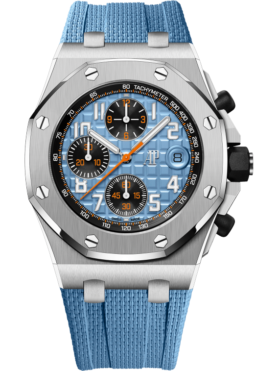 Audemars Piguet Royal Oak Offshore Stainless Steel Selfwinding Chronograph 42 MM - Blue Rubber Strap - Blue Dial - 26238ST.OO.A340CA.01