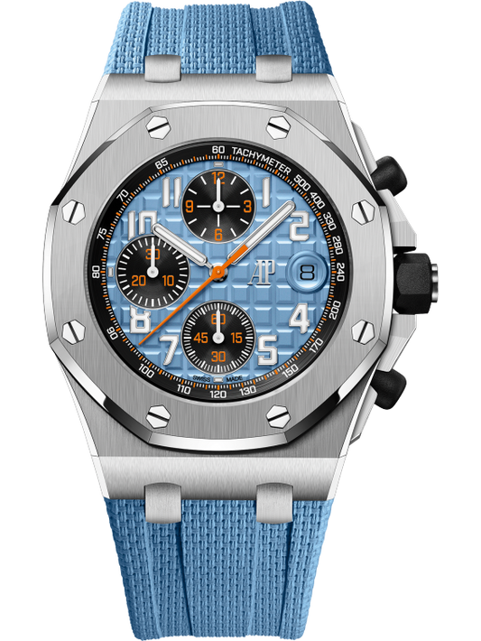 Audemars Piguet Royal Oak Offshore Stainless Steel Selfwinding Chronograph 42 MM - Blue Rubber Strap - Blue Dial - 26238ST.OO.A340CA.01