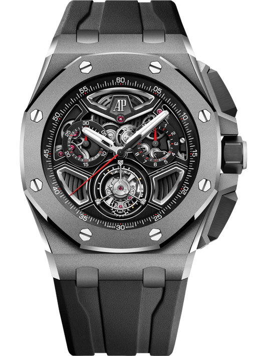 Audemars Piguet Royal Oak Offshore Titanium Flying Tourbillon Chronograph 43 MM - Black Rubber Strap - Openworked Dial - 26622TI.GG.D002CA.01