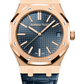 Audemars Piguet Royal Oak Pink Gold Selfwinding 41 MM - Blue Leather Strap - Bleu Nuit Dial - 15510OR.OO.D315CR.01