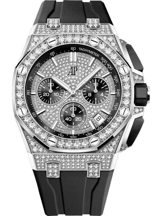 Audemars Piguet Royal Oak Offshore White Gold Diamond Selfwinding Chronograph 43 MM - Black Rubber Strap - White Gold Diamond Dial - 26423BC.ZZ.D002CA.01