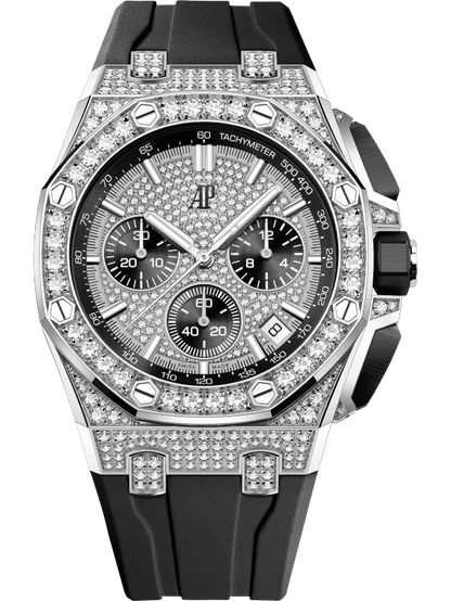 Audemars Piguet Royal Oak Offshore White Gold Diamond Selfwinding Chronograph 43 MM - Black Rubber Strap - White Gold Diamond Dial - 26423BC.ZZ.D002CA.01