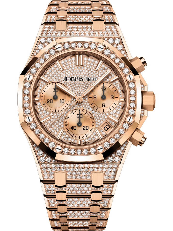 Audemars Piguet Royal Oak Pink Gold Diamond Selfwinding Chronograph 41 MM - Pink Gold Diamond Bracelet - Pink Gold Diamond Dial - 26242OR.ZZ.1322OR.01