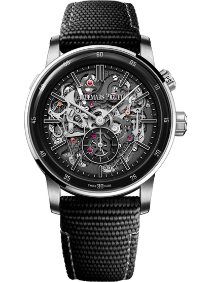 Audemars Piguet Code 11.59 Grande Sonnorie Carillon Supersonnerie Black Ceramic 41 MM - Black Rubber-Coated Strap - Black Skeleton Dial - 26397NB.OO.D002KB.01