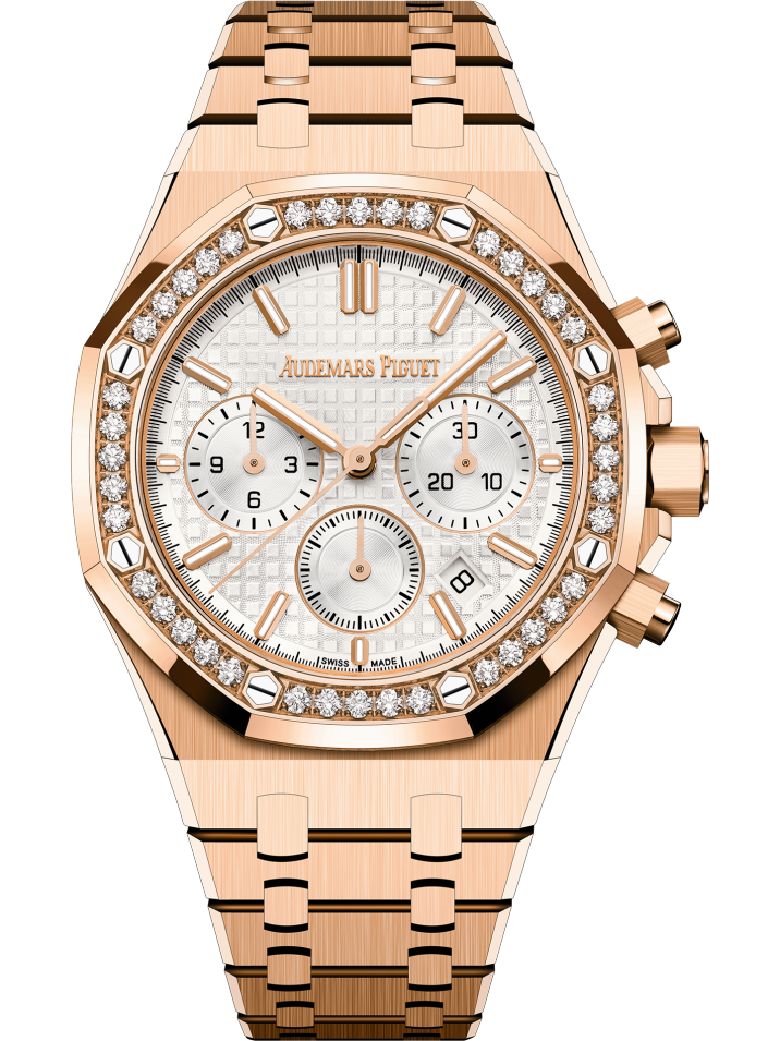 Audemars Piguet Royal Oak Pink Gold Selfwinding Chronograph 38 MM - Pink Gold Bracelet - Silver Dial - 26715OR.ZZ.1356OR.01