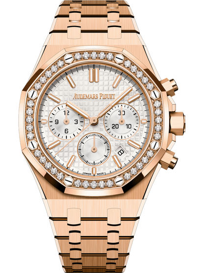 Audemars Piguet Royal Oak Pink Gold Selfwinding Chronograph 38 MM - Pink Gold Bracelet - Silver Dial - 26715OR.ZZ.1356OR.01