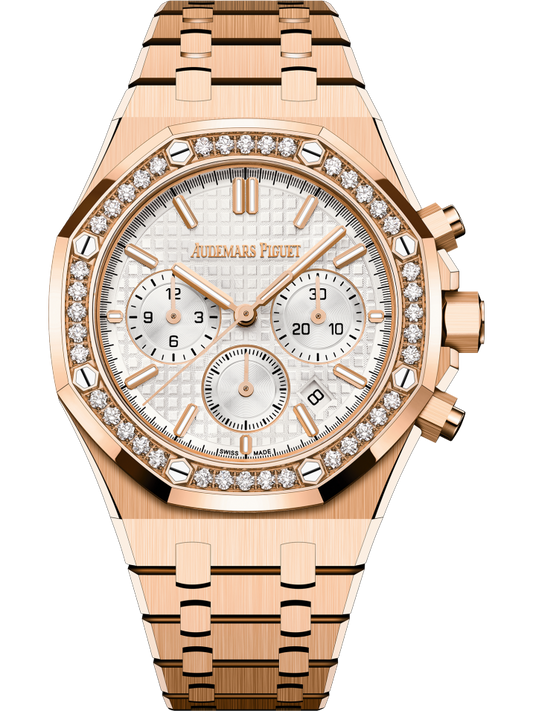 Audemars Piguet Royal Oak Pink Gold Selfwinding Chronograph 38 MM - Pink Gold Bracelet - Silver Dial - 26715OR.ZZ.1356OR.01