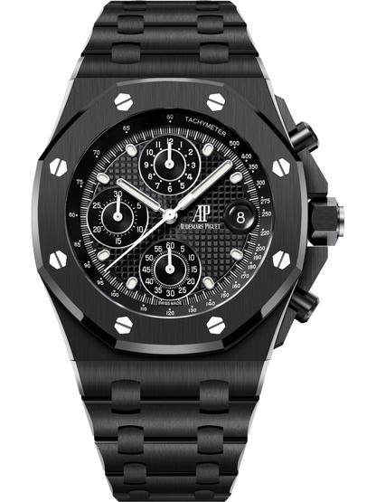 Audemars Piguet Royal Oak Offshore Selfwinding Chronograph Black Ceramic 42 MM - Black Rubber Bracelet - Black Dial - 26238CE.OO.1300CE.01
