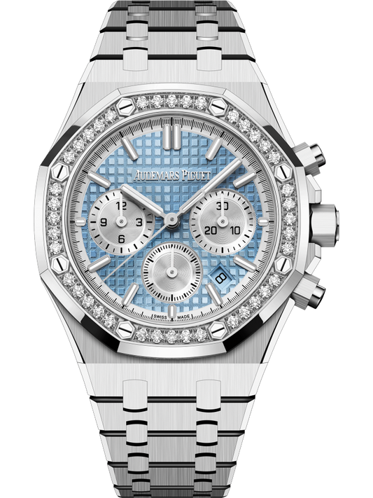 Audemars Piguet Royal Oak Stainless Steel Selfwinding Chronograph 38 MM - Stainless Steel Bracelet - Light Blue Dial - 26715ST.ZZ.1356ST.01