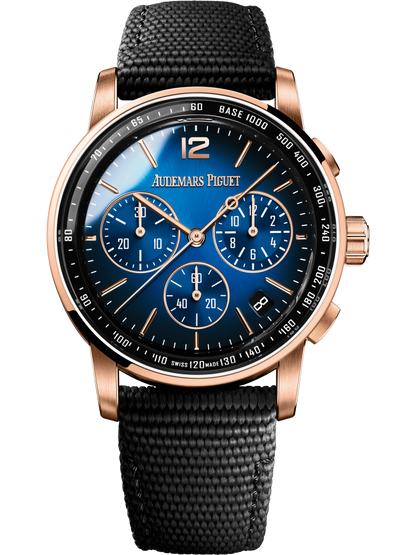 Audemars Piguet Code 11.59 Selfwinding Chronograph Pink Gold 41 MM - Black Rubber Strap - Blue Lacquered Dial - 26393OR.OO.A002KB.03