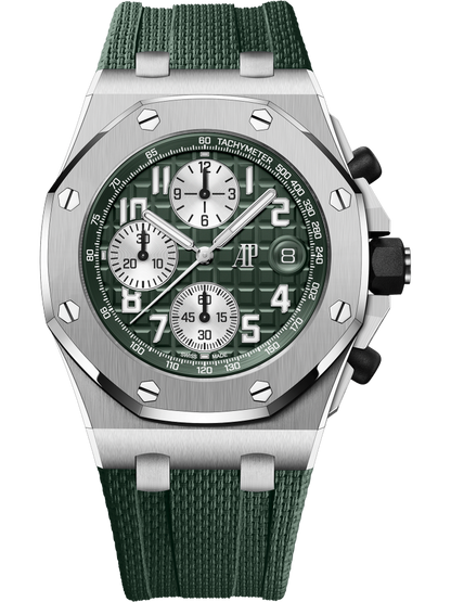 Audemars Piguet Royal Oak Offshore Titanium Selfwinding Chronograph 42 MM - Green Rubber Strap - Green Dial - 26238TI.OO.A056CA.01