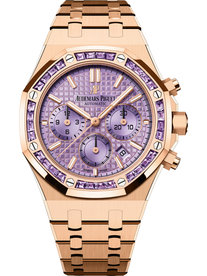 Audemars Piguet Royal Oak Pink Gold Selfwinding Chronograph 38 MM - Pink Gold Bracelet - Purple Dial - Purple Diamond Bezel - 26319OR.AY.1256OR.01