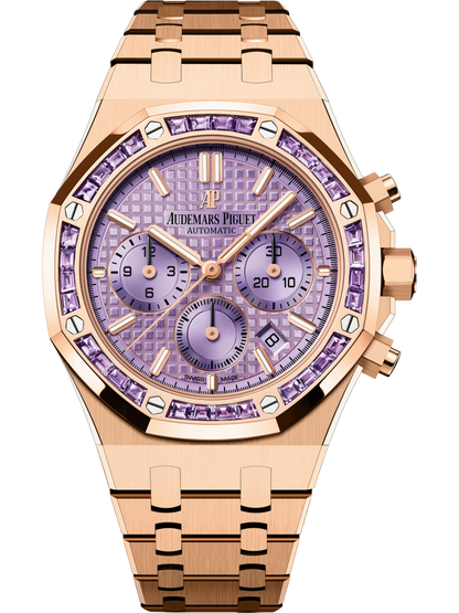 Audemars Piguet Royal Oak Pink Gold Selfwinding Chronograph 38 MM - Pink Gold Bracelet - Purple Dial - Purple Diamond Bezel - 26319OR.AY.1256OR.01